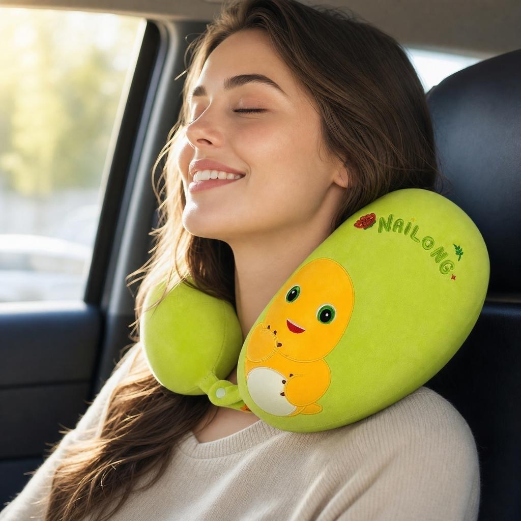 Memory Foam U Shaped Travel Neck Pillow Ergonomic Support Headrest Pillow for Cervical Spine Protection Office Use