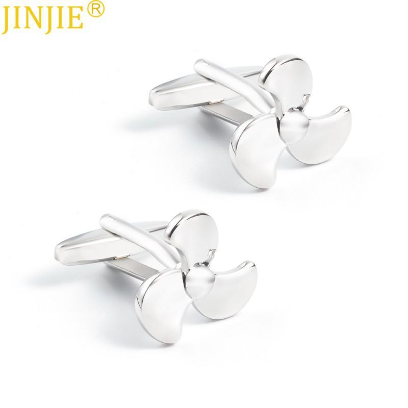 Electroplated Silver Fan Design All Copper Metal Cufflinks French Pure Natural