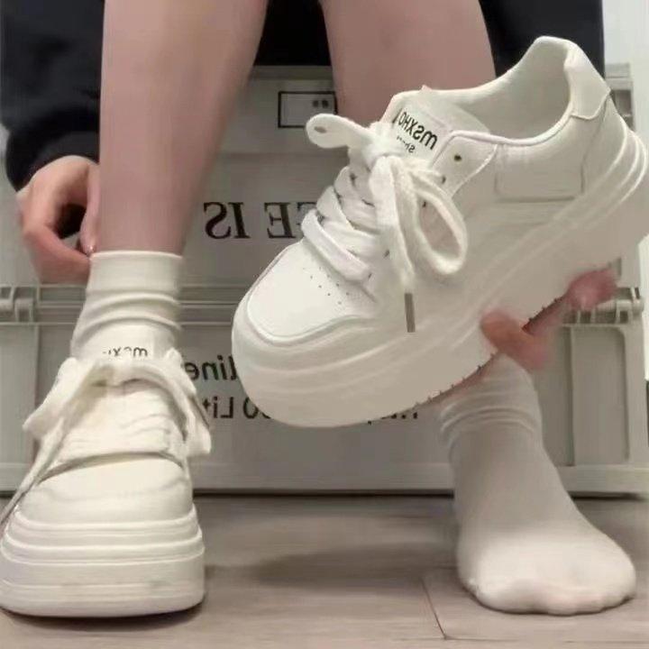 Single shoes children spring and autumn 2025 new versatile chic Hong Kong style little white shoes thick-soled wear-resistant sports and leisure bo