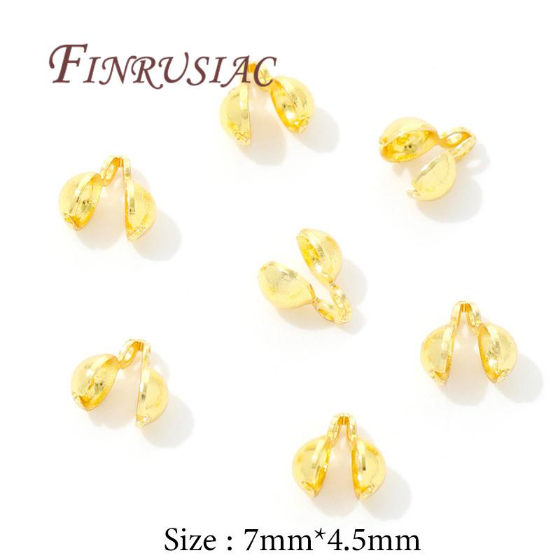 

10-20Pcs/Lot Crimp Beads For Jewelry 18K Gold Plated End Caps For Jewelry ,Bead Tip Ball Chain Connectors Bracelets Accessories 10 pieces