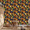 Stained Glass Wallpaper Gold, Yellow and Rust for Living Room and Bedroom 50x1000