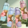 1PC Hibiscus Coconut Tropical Print 750ml Color Plastic Sports Water Bottle Leakproof Flip Straw Lid For Sports Office Home Use