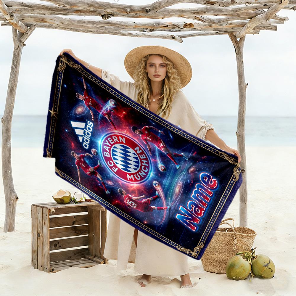 Bayern Munich Galaxy Artwork Customized Name Beach Towel Soft Durable Quick-Dry Portable for SwimmingBeachCamping Travel Beach AccessoriesGym