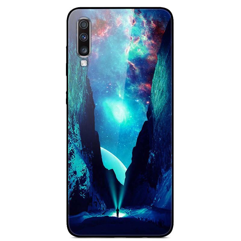 For Samsung A70 Case Cute Pattern Tempered Glass Back Hard Cover Case For Samsung Galaxy A70 Phone Cases Coque A70S A 70 Fundas