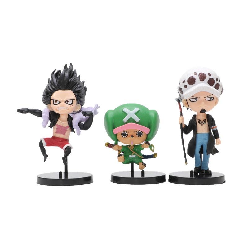 6-piece One Piece Cartoon Miniatures Toy Set Luffy Chopper Zoro Law Ace And Sabo 11cm Height