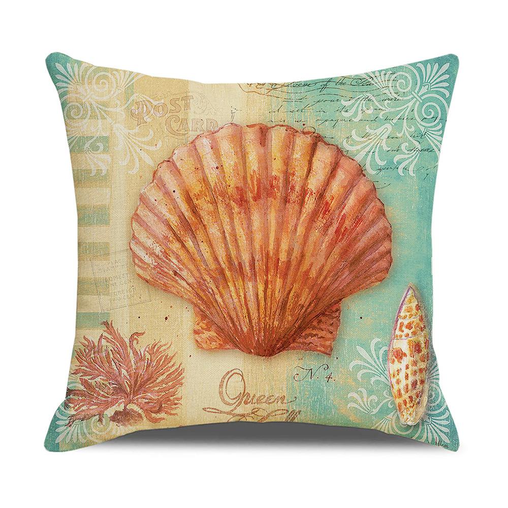 Retro Mediterranean Ocean Digital Print Linen Pillow Reading Cushion Home Furnishings