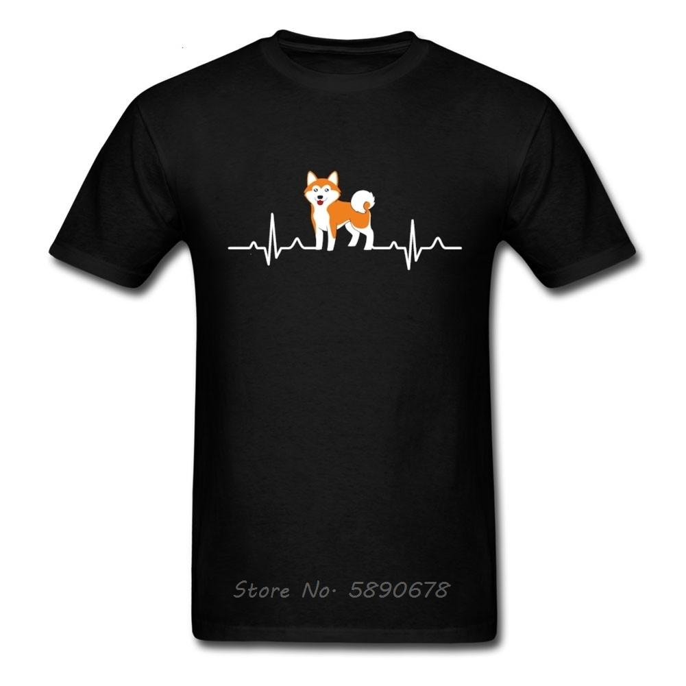 Shiba Inu Herzschlag Shirts Herren Paar Benutzerdruck Niedlicher Hund Kurzarm Vatertags T-Shirts