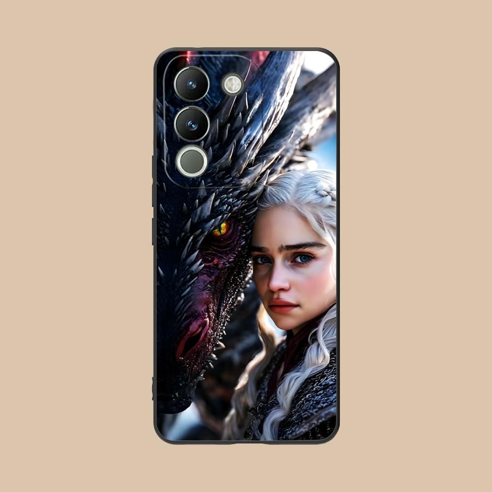 Dragon Queen Matte TPU Mobile Phone Case for VIVO Y77 76 75 74 73 72 58 56 55 51 50 38 36 Y19 Y18 Y03 Y01 5G Colorful Cover