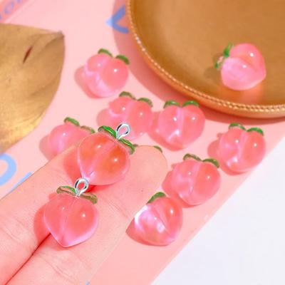 10 Piezas Encantos Colgantes Planos de Resina Transparente Color Melocotón para Accesorios de Fabricación de Joyería Pendientes DIY Decoración de Llavero