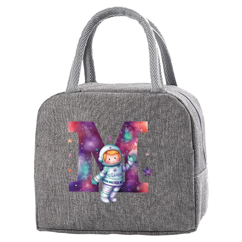 Travel Portable Food Thermal Insulated Children's Astronaut Letter Box Picnic Waterproof Oxford Zipper Breakfast Thermal Bag