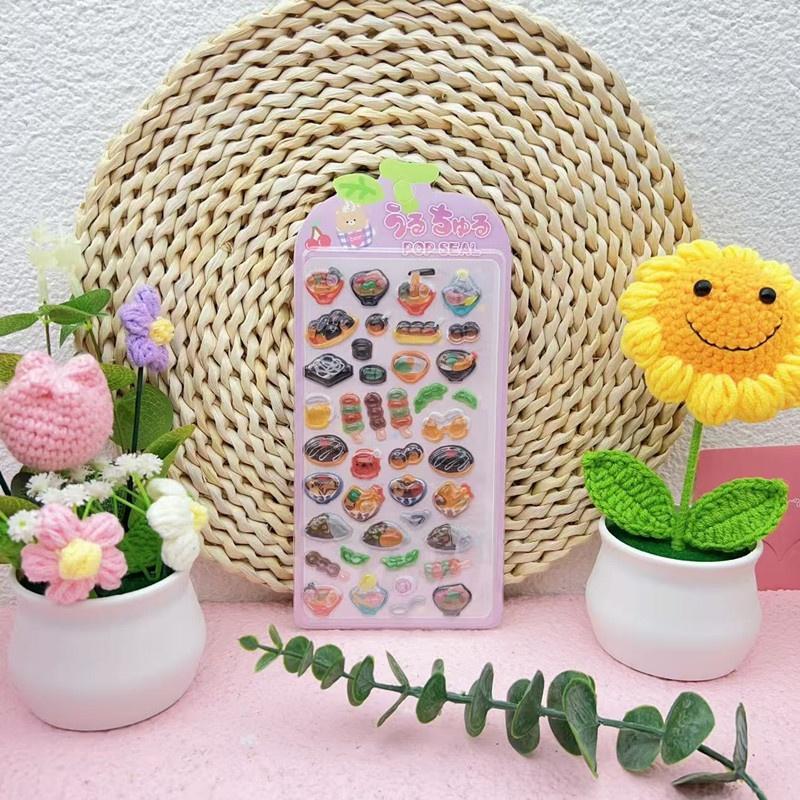 

1sheet Kawaii 3D Relief Drop Dessert and Food Series Sticker Cute DIY Laptop Water Bottle Phone Case Decorative Stickers