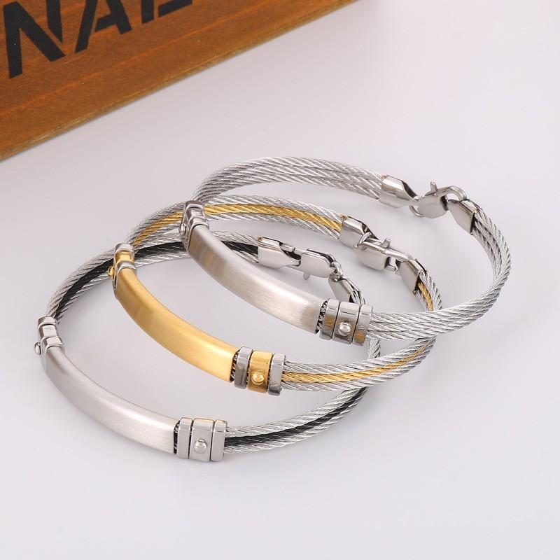 6mm Stainless Steel Three Wire Mesh Chain Bracelet for Men Women Silver&Gold Color Punk DIY Name Fashion Jewelry Gift