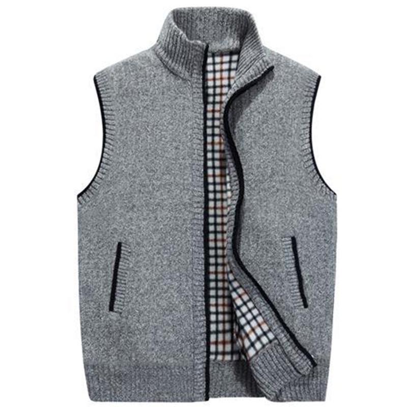 

Men s Plus Size Thick Wool Knit Vest with Stand Collar for Autumn and Winter XL світло-сірий колір