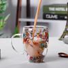 Tasse à café en verre à double paroi 200/350 ml, résistante à la chaleur, avec poignée, pour fleurs séchées, lait, jus de fruits