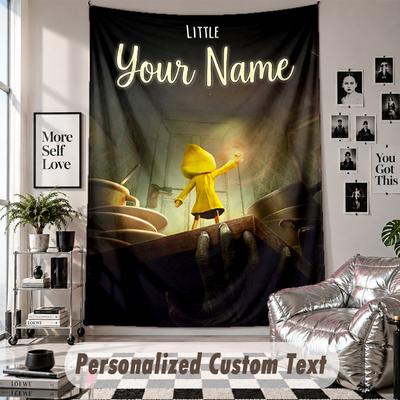 Custom Tapestry Wall Hanging, Little Nightmares Six Mono Personalized Name Text Home Wall Decor