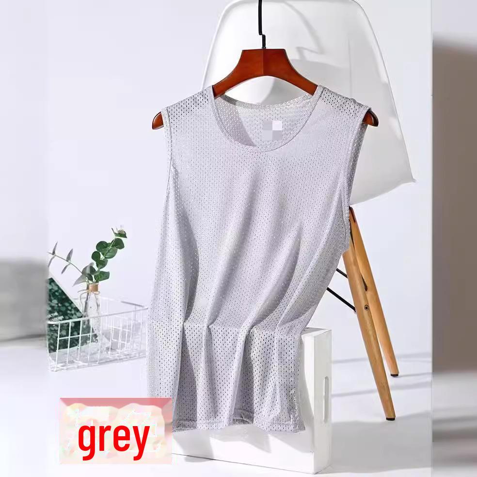 Débardeur d'été pour homme coupe slim en maille de soie glacée respirante pour le fitness
