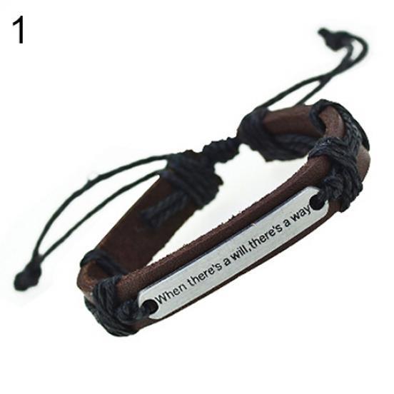 Nytt Herr Dam Punk Bokstav Konstläder Armband Hampa Rep Armband Armband Bra Pris