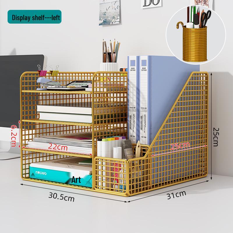 Multilayer Desktop Organizer: File Storage Rack & Office Supplies Set