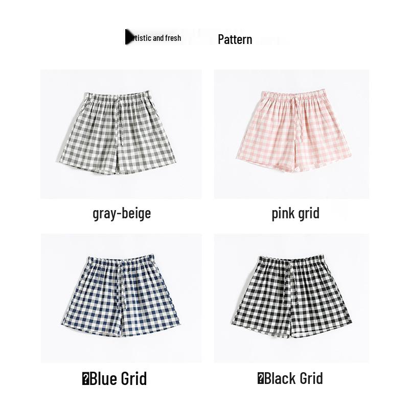 2022 Summer Women's Casual Cotton Linen Plaid Wide-Leg Shorts, Plus Size