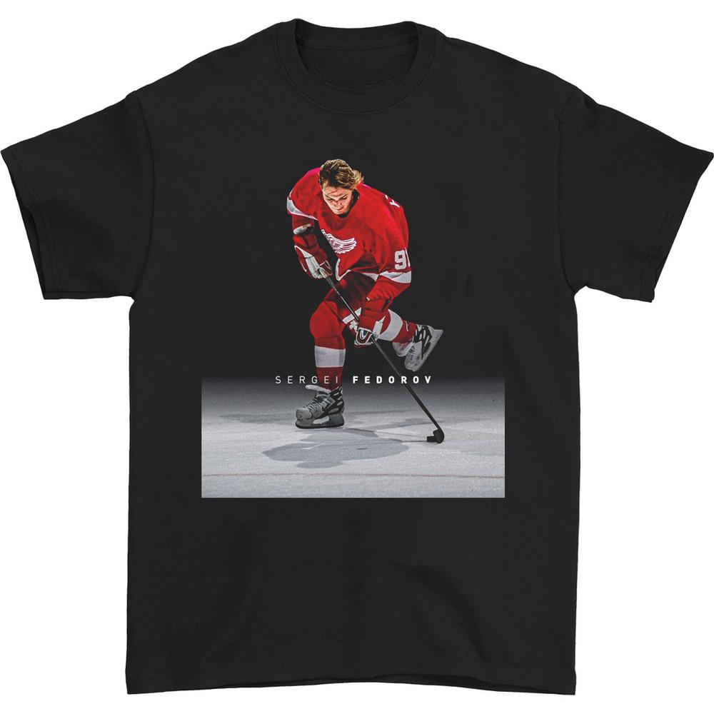 Sergei Fedorov Detroit Red Wings T-shirt Black Unisex All Sizes JJ3972