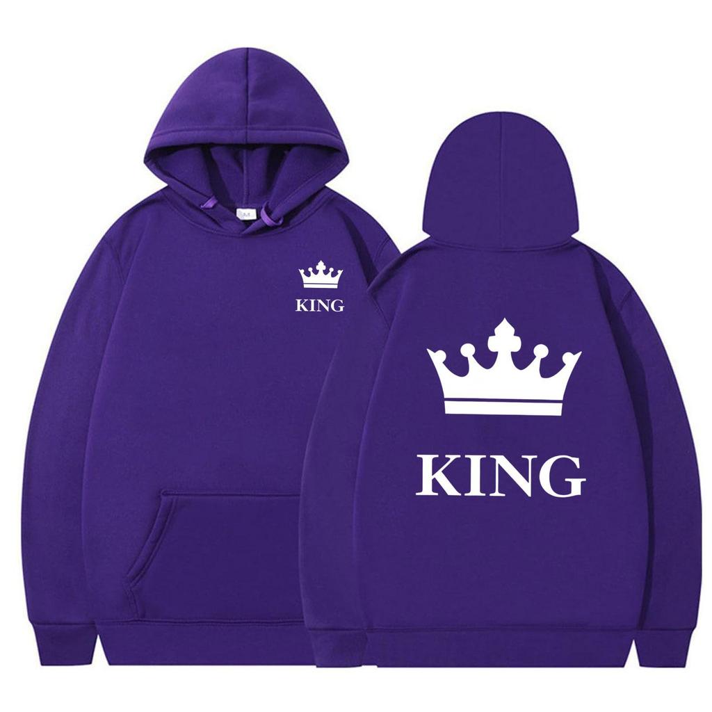 Women's Crown Print Loose Hoodie - Thickened Autumn/Winter Pullover