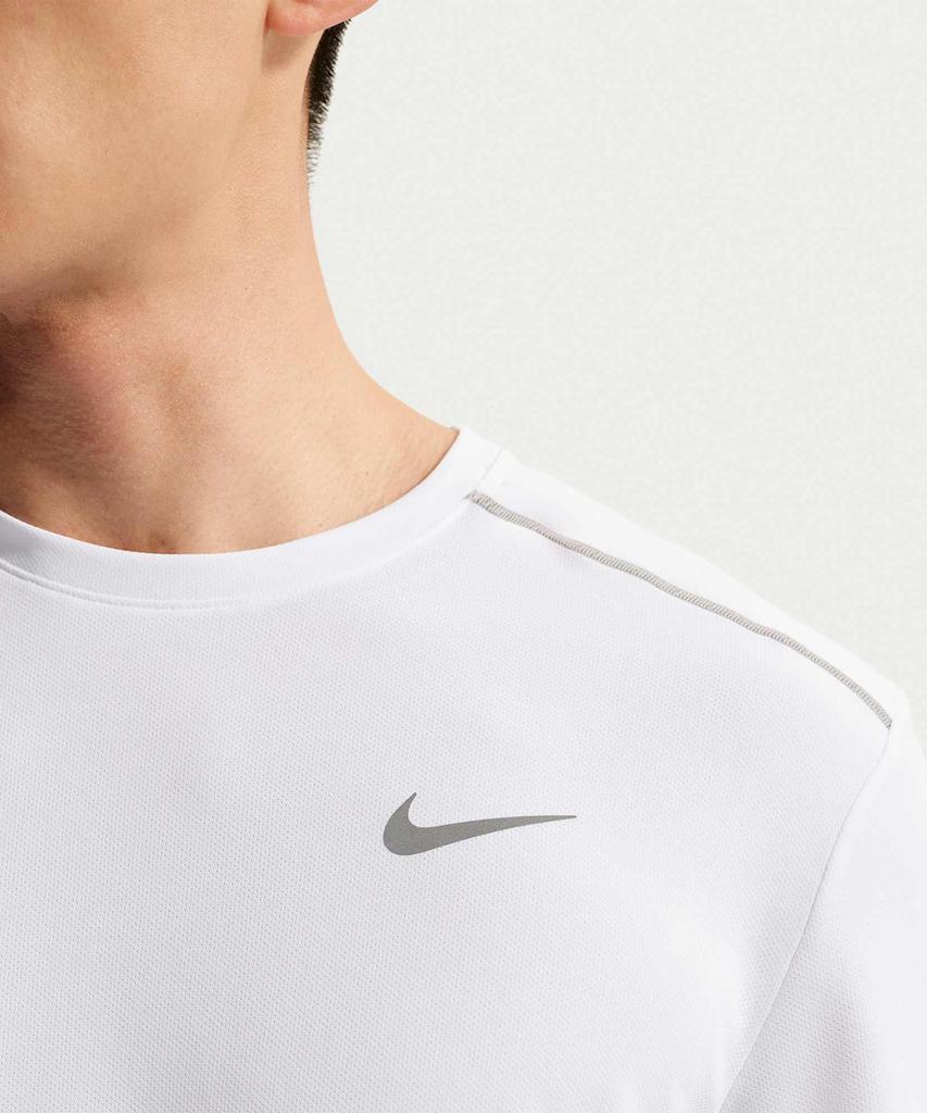 NIKE Miler Dry-Fit Uv Protection Short Sleeve Running Top M - White / If2083-100