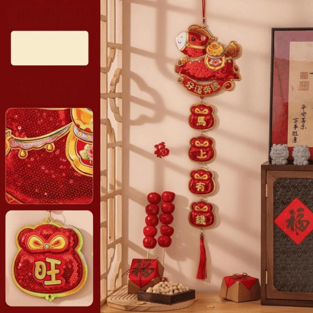Glitter Horse Wall Hanging Ornaments Sequins Door Decoration Spring Festival