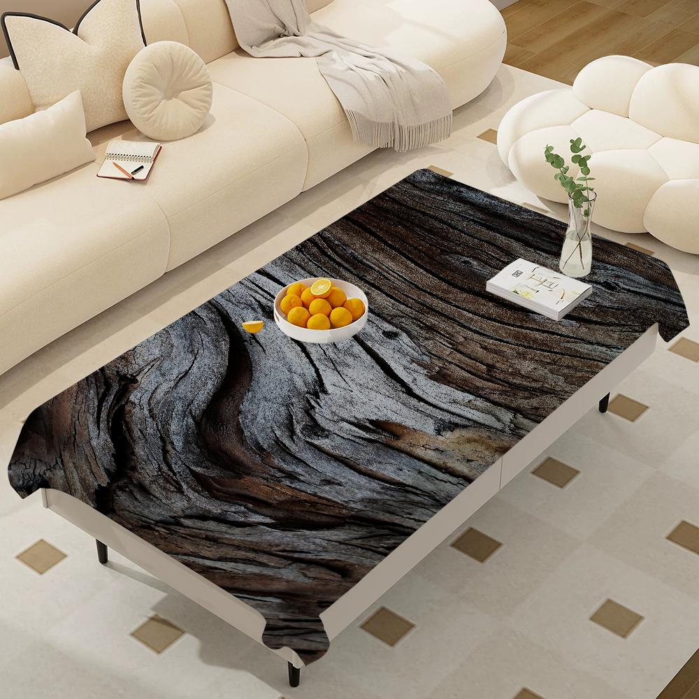 Beautiful Wood Rectangular Tablecloths Washable Wedding Party Kitchen Dining Living Room Birthday Decoration Table
