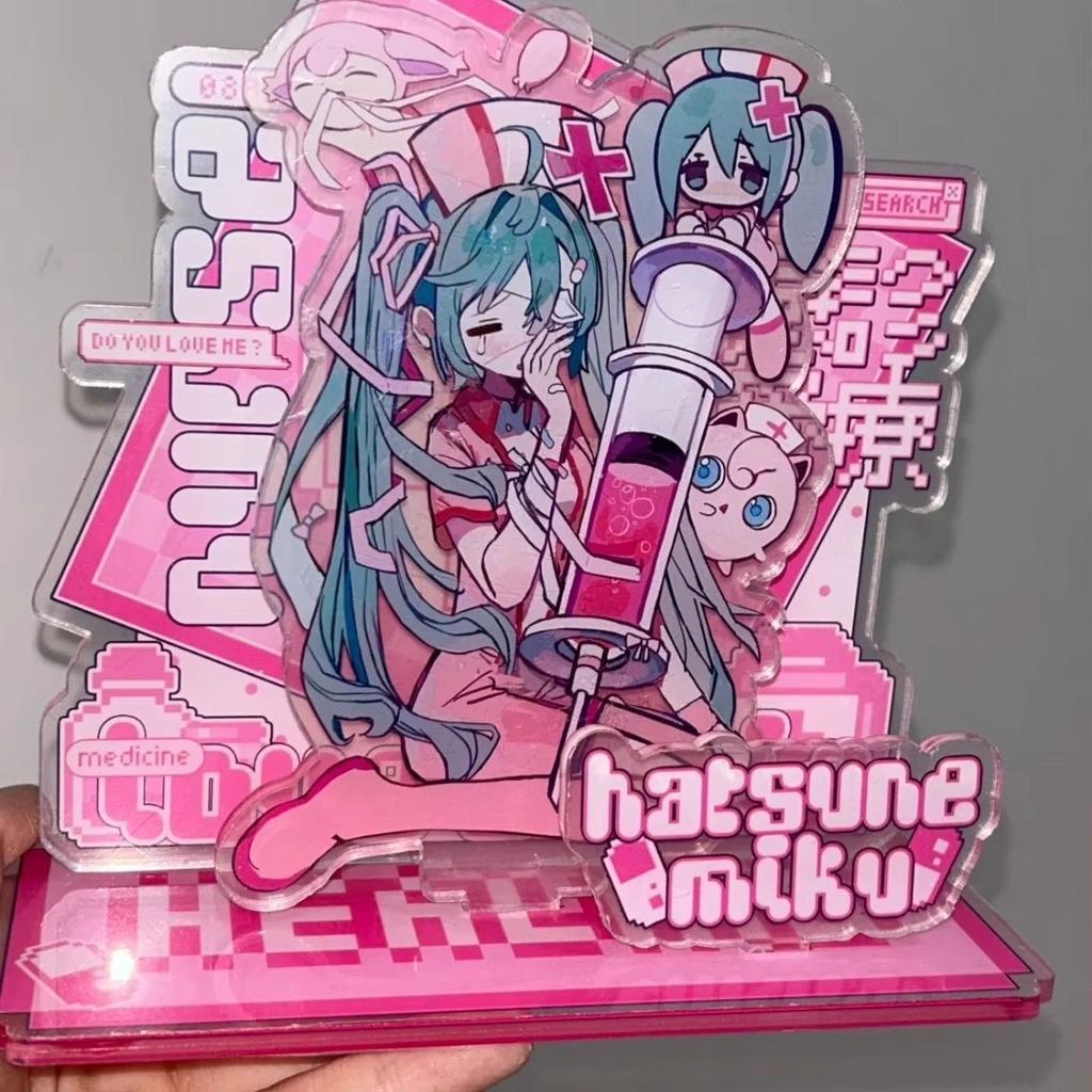 2Pcs Kawaii Miku Anime Peripherals Acrylic Standing Sign Ornament Originality Personality Acrylic Bracket Fans Collect Gifts
