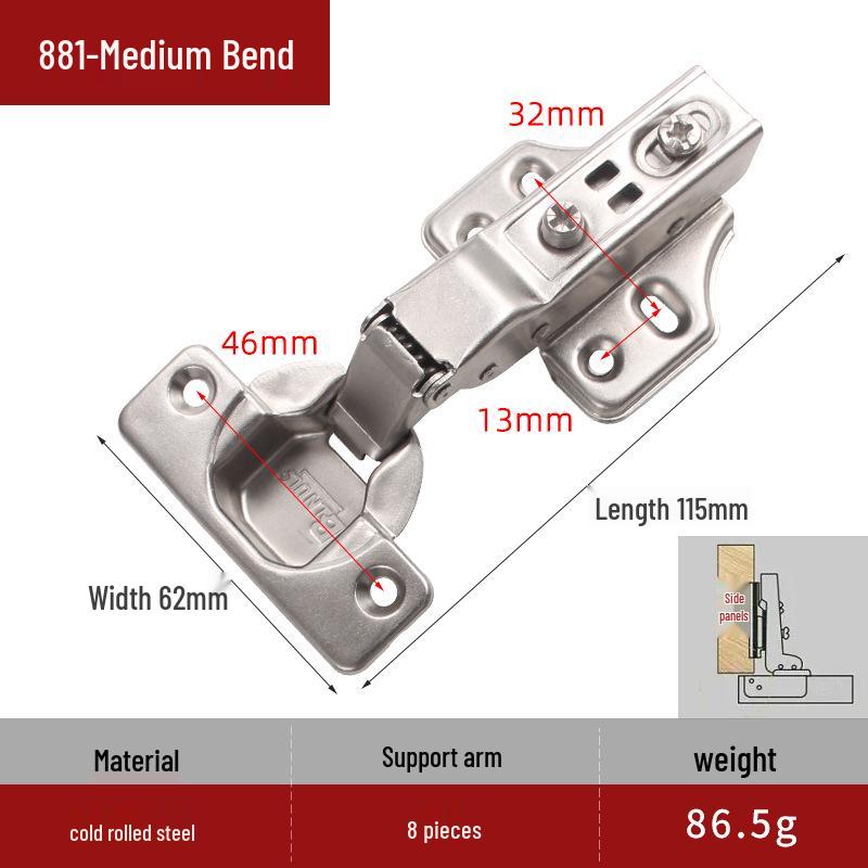 Thickened Hydraulic Damping Airplane Wardrobe Hinge with Fixed Cabinet Copper Rod for Furniture Doors