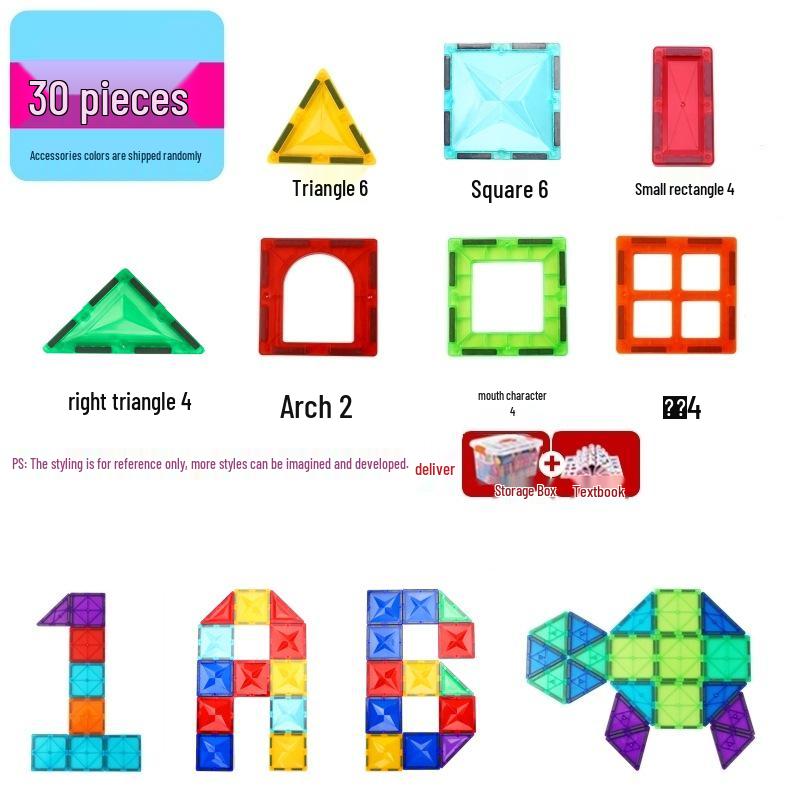30-Piece Children s Stained Glass Magnetic Building Tiles Set