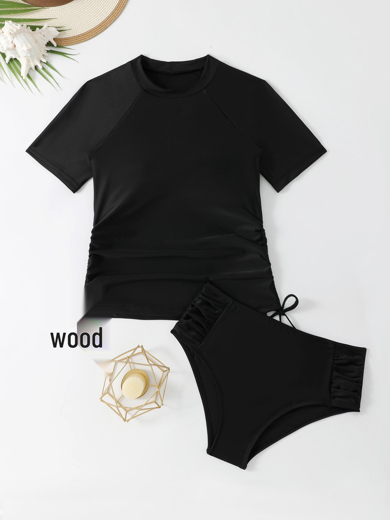 2026 Современный европейский и американский женский консервативный купальник-бикини с коротким рукавом XL