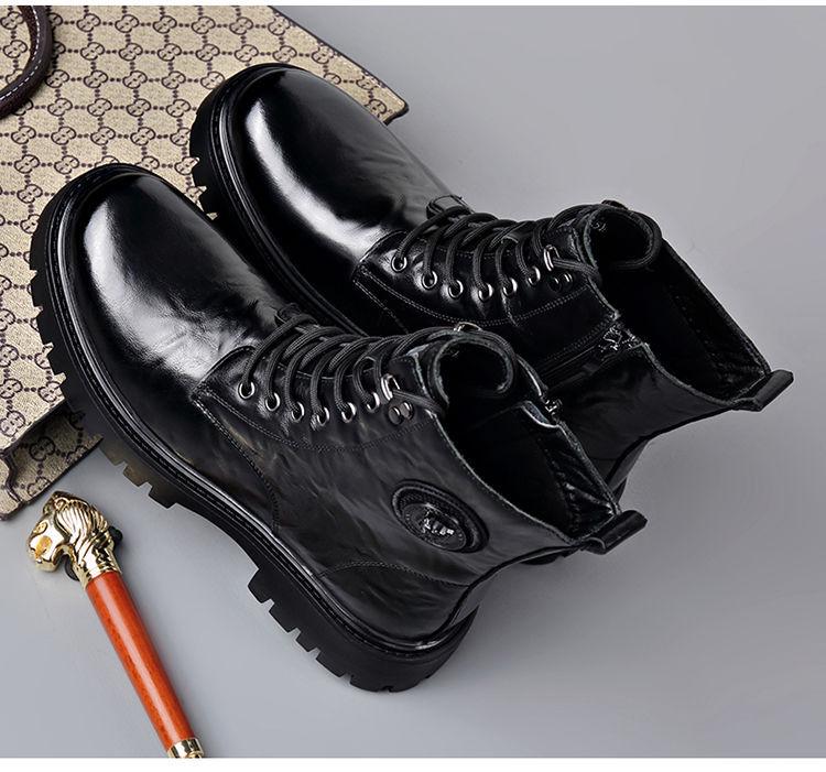 Herren Echtleder Martin Stiefel - Herbst/Winter 2025, Britischer Stil, Wollfutter, Einteiliges Rindsleder