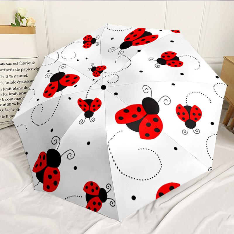 Ladybug And Sunflowers 8-Frame for Travel, Camping, Casual Lightweight Portable Umbrella, Essential for Every Family Holidays Birthday Gift