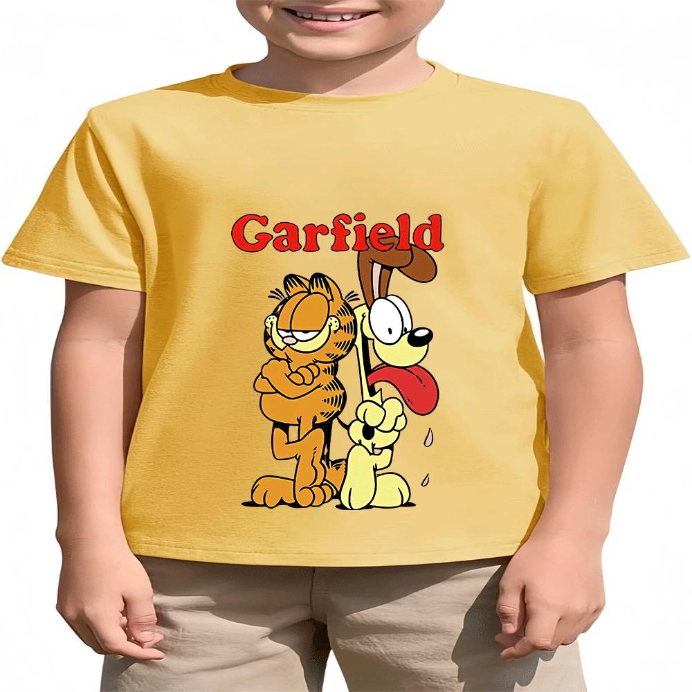 2026 Hot Sale Boys Girls 2-14Y The Garfield Show Cotton TShirt Summer Cartoon Print 110