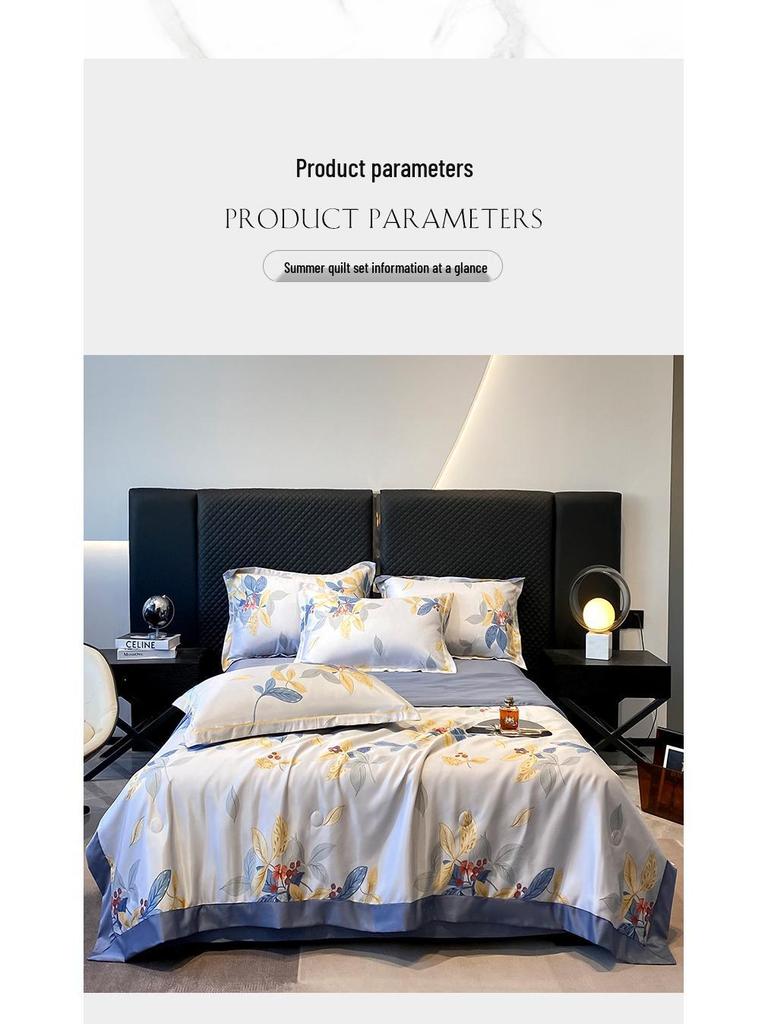 Washable Tencel Summer Quilt Set: Single & Double, Air Conditioning, Machine-Washable, Cool & Thin for Spring & Summer