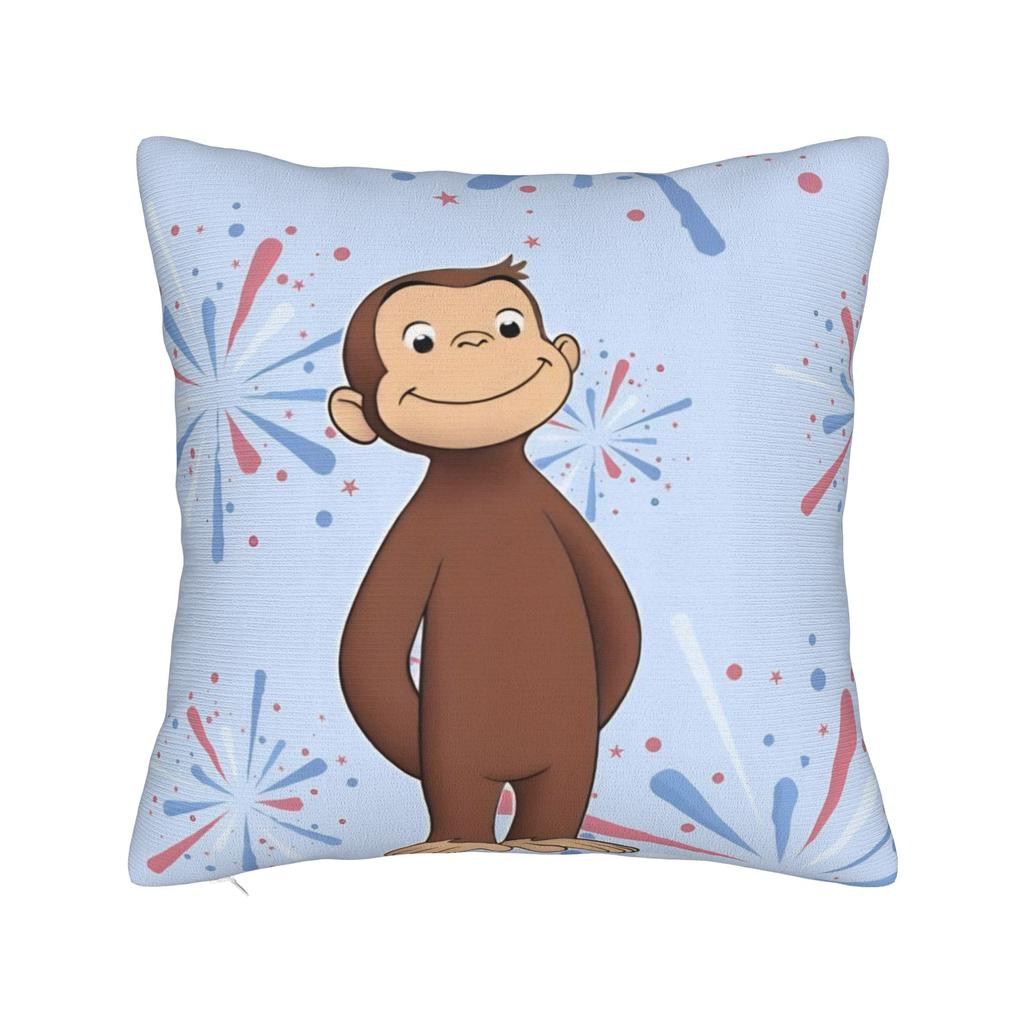 Decorative Pillow Covers Curious George African Monkey  Stuff Car  Pillow Case Cover Zipper MultiSize