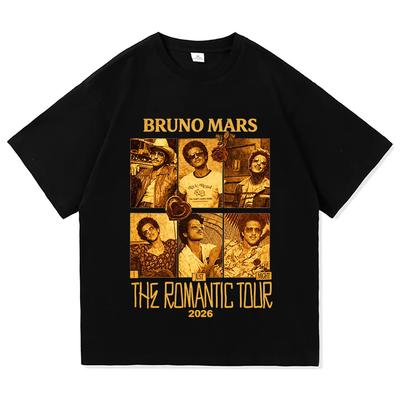 Bruno Mars Romantic Tour 2026 T-Shirt Pop Soul Concert Tee Retro Music Fan Merch Tour Outfit Gift TOPS Comfortable Ropa De Mujer