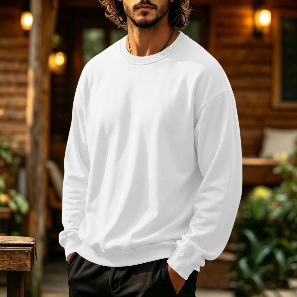 Men's Neck Sweatshirt Color Casual Pullover