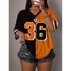 Womens V-Neck Short Sleeve T-Shirt With 3D Digital Print Loose Fit Casual Chic Top 2025