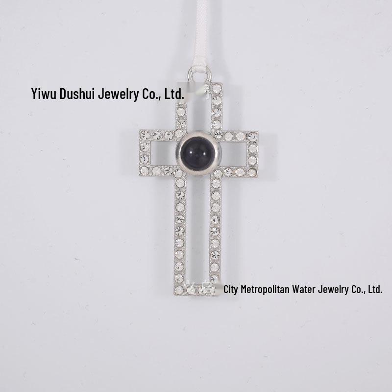 10mm Full Diamond Christmas Cross Pendant with Micro-carved Projection Color Picture