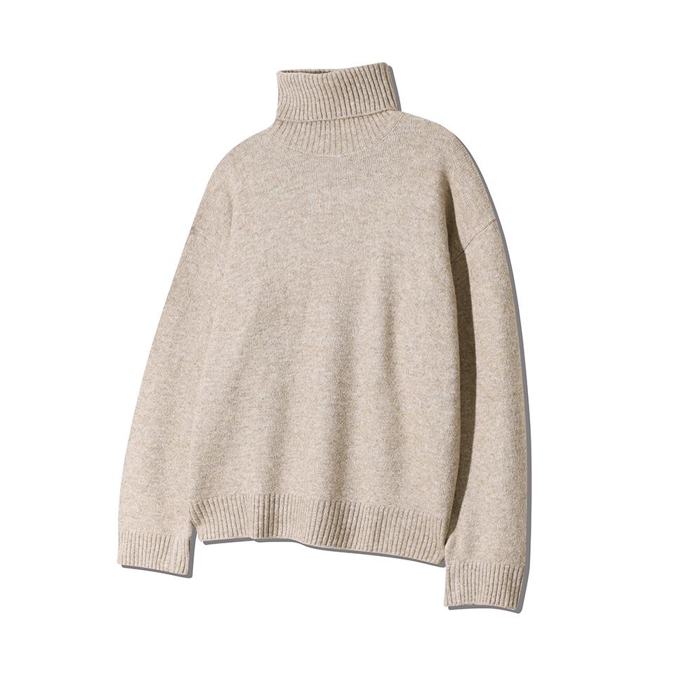 NODU Soft Cashmere-Like Turtleneck Long Sleeve Knit Sweater [Beige]