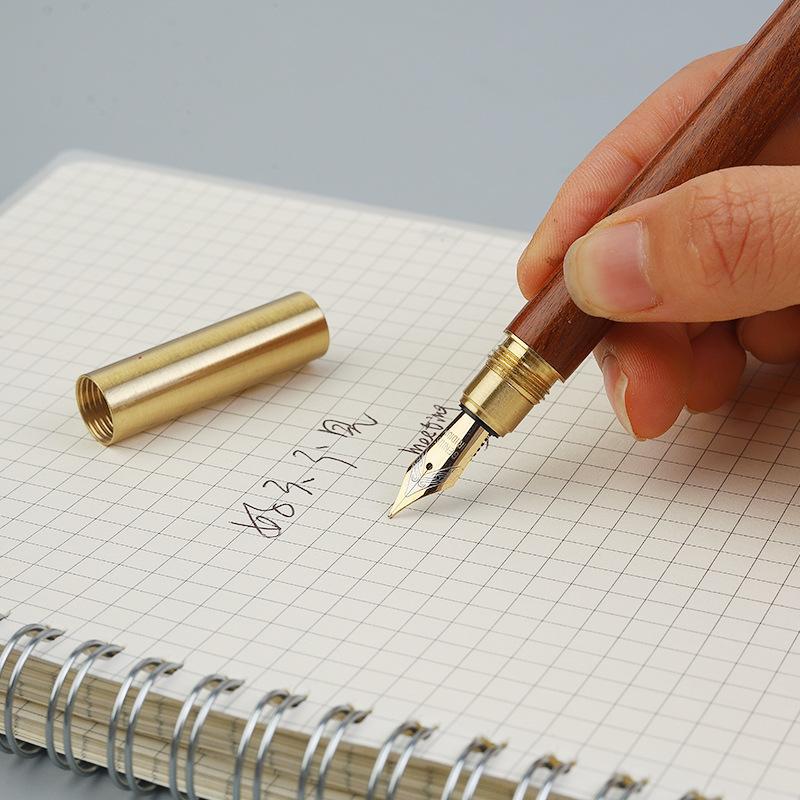 Sandalwood Wooden Fountain Pens Retro Simple Office Calligraphy Pens Students Writing School Office Supplies Stationery