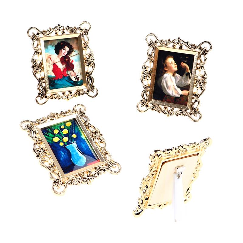 Dollhouse Miniatures 1/12 European Vintage Picture Frame Hanging Famous Painting Mural Wall Picture Photo Frame Simulation Model
