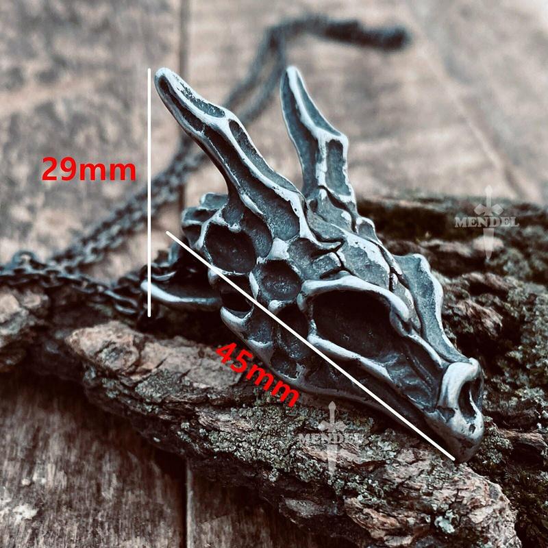Mens Stainless Steel Heavy Wolf Dragon Skull Pendant Necklace Vintage Men holiday Gift