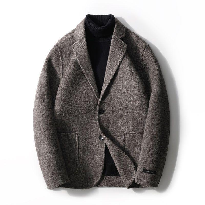 Men's Business Casual Woolen Lapel Coat - Autumn/Winter Trendy Outerwear, Thickened European American Fashion Jacket.
