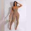 Neuer, vielseitiger, lässiger und modischer einfarbiger Damen-Overall mit quadratischem Kragen, sexy Hüftlifting und schmal geschnittenem Sport-Overall