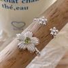 BF CLUB Silver Color Rings for Women Simple Geometric Handmade Irregular Shinning Flower Ring Allergy For Birthday Party Gift