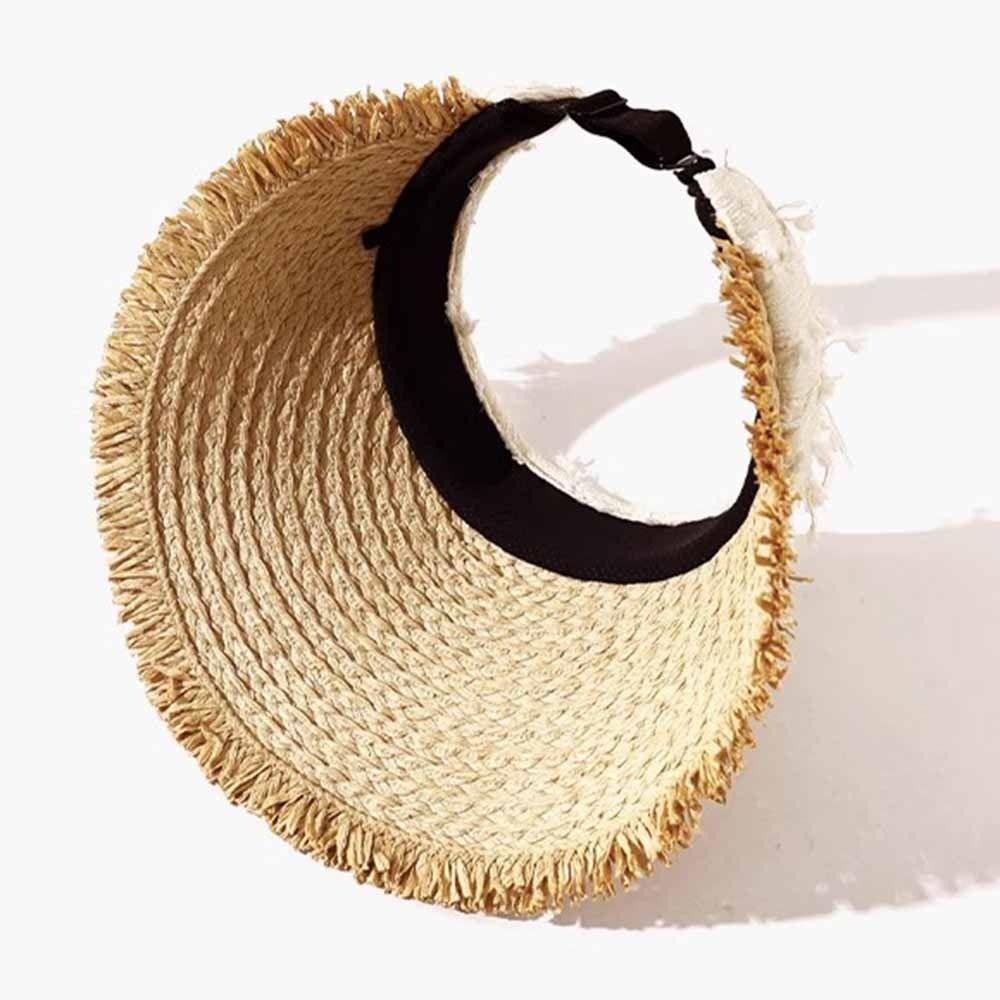 UV Protection Empty Top Straw Hat Woven Straw Folding Sunshade Hat Sunscreen Hat  Beach Vacation