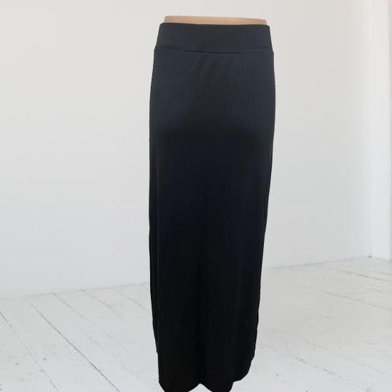Dámska rebrovaná bodycon sukňa s rozparkom, vysoký pás, ceruzková sukňa, obopínajúca boky, úzky strih, dlhá sukňa, sukňa pre kancelársku dámu, pracovná sukňa
